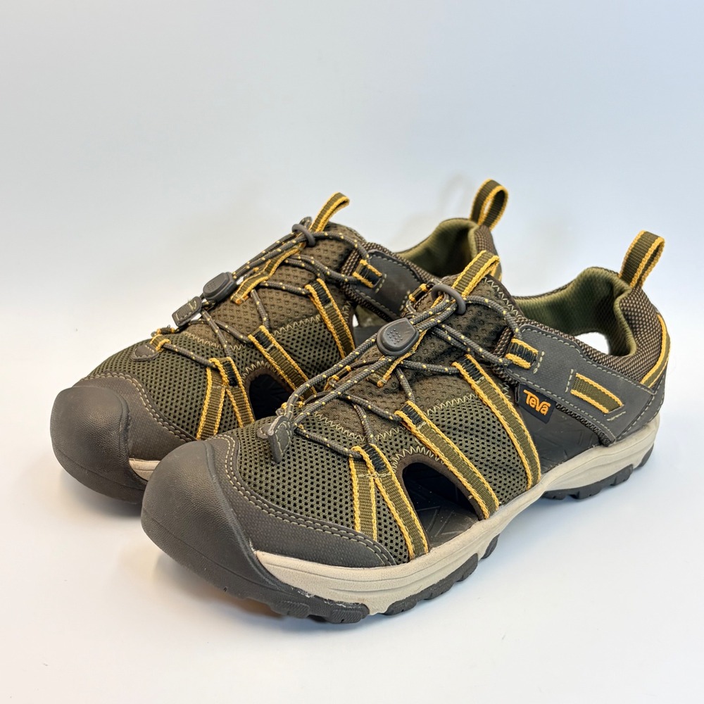 Teva Omnium Closed Toe Hiking Sandals Olive Green Yellow 1019403Y Youth5 Women 7